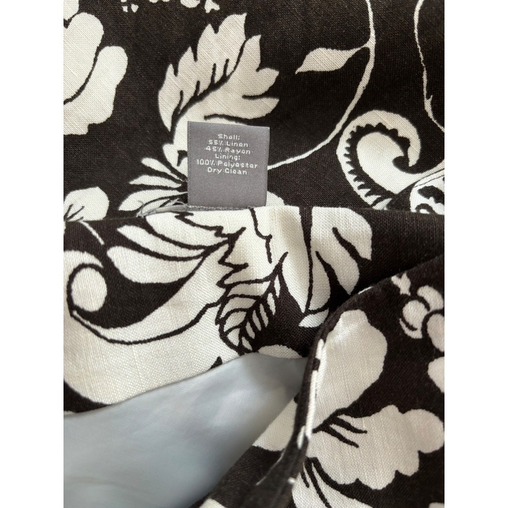 Ann Taylor Floral Linen Blend A-Line Skirt Size 4 Brown Cream Dark Academiah - Picture 3 of 6